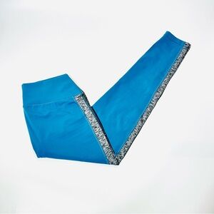 Vuori leggings Racer Leggings Tidal blue high rise gray stripes women size L